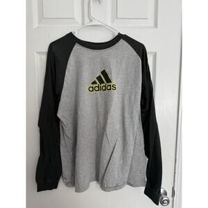 Adidas Long Sleeve Henley Classic Gray, Yellow Black Sz: Large